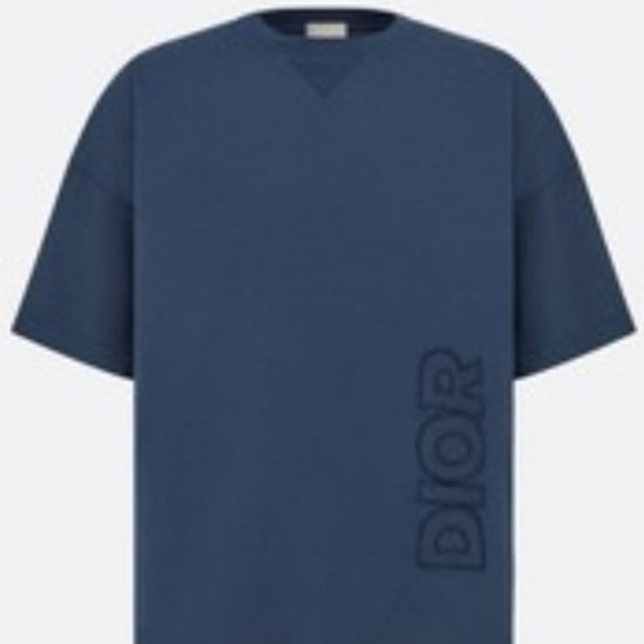 Dior Navy Tee with Embossed Logo - Picture 1 of 7